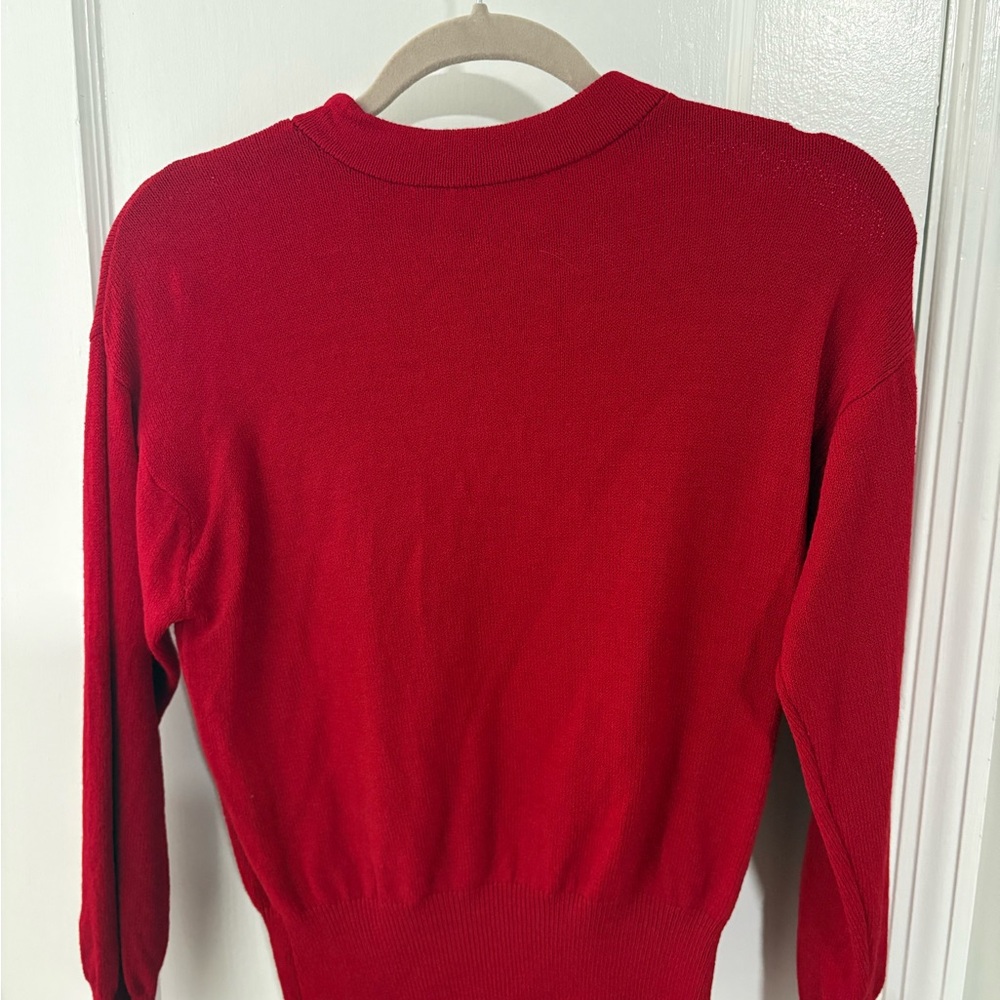 St. John Vibrant Red Crew Neck Sweater